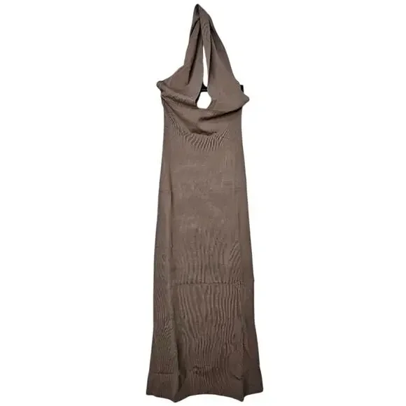 NWT WeWoreWhat Sleeveless Halter Knit Rib Stretch Maxi Open Back Dress 2XL Brown - Picture 13 of 15
